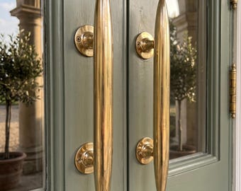 Brass Door Pull Handle Gold Black Antique Brass Front Door Handle Modern Entry Door Hardware Mid Century Decor Pull