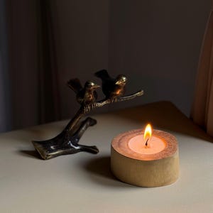 Rustic Wooden Candle Natural Wood Tea Light Holder Handcrafted Christmas Gift Eco Friendly Home Decor Unique Candle Centerpiece