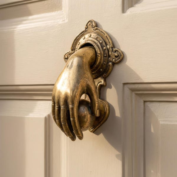 Aldaba de latón - Aldaba de lujo "Mano" Timbre Herrajes de entrada vintage Regalo de inauguración para la puerta principal de la casa