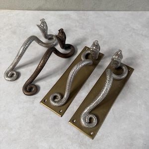 Snake Door Handle, Brass Cobra Door Pull, Gothic Door Hardware, Vintage Animal Door Knob, Unique Entryway Decor, Handmade Solid Brass Handle