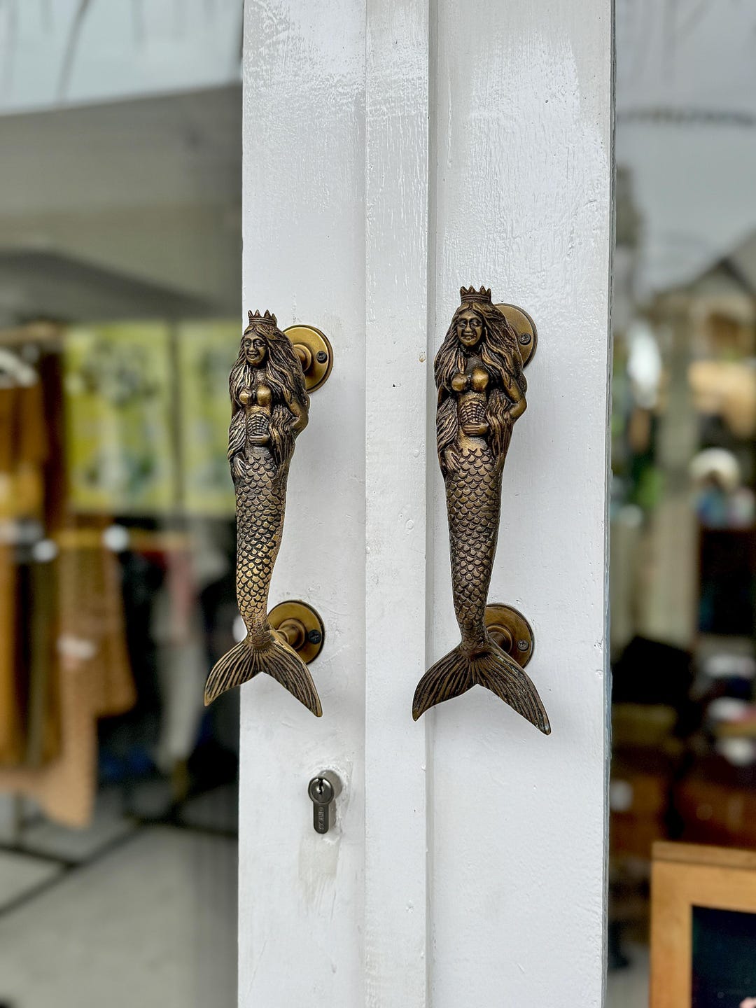 Ocean Handle Mermaid Door Handle Pull Brass Nautical Door Handle Set Ocean Themed ...