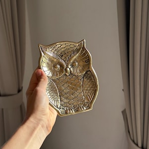 Handcrafted Brass Owl Trinket Tray – Gold Decorative Dish for Jewelry  Coins Keys or Incense Vintage tray, Gift for Mom