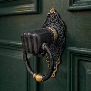 Brass Door Knocker Fist Knocker Door Bell Vintage Entry Hardware Buddha Decor Front Door decor, Housewarming Gift for Home