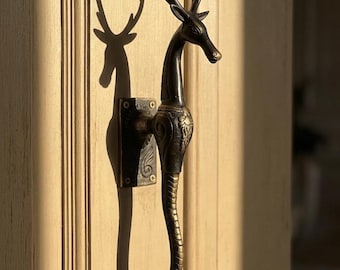 Brass Antelope Door Handle Antelope Wall Hook Animal Hardware Rustic Home Decor Entryway Handle Bathroom Towel Holder Vintage Brass Accent