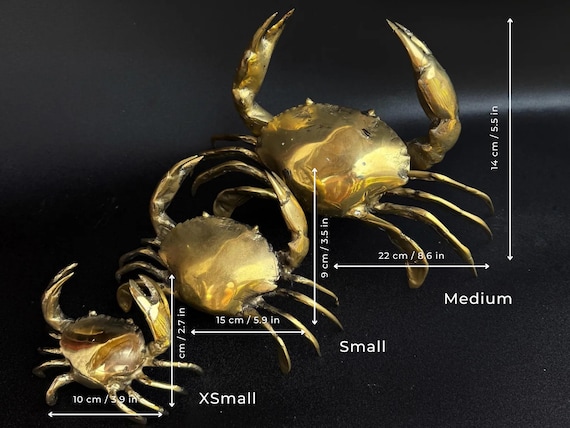 真鍮製のカニの置物 - 手作りの航海カニの装飾品。ユニークな海岸風の