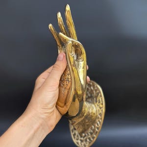 Balinese Brass Mudra Hand Hook – Vintage Buddha Wall Decor Entryway & Bathroom Hardware, Antique Style Housewarming Gifts