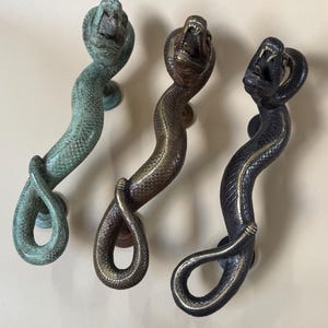Whimsical Snake Door Handle Brass Serpent Pull 35 cm in 4 Colors Witch Decor Vintage Room Accent, Gothic Animal Hardware, Gift for Her