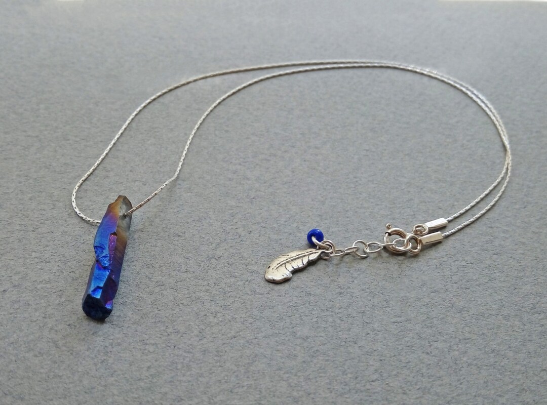 Titanium Quartz Raw Crystal Necklace Sterling Silver 14k - Etsy Israel