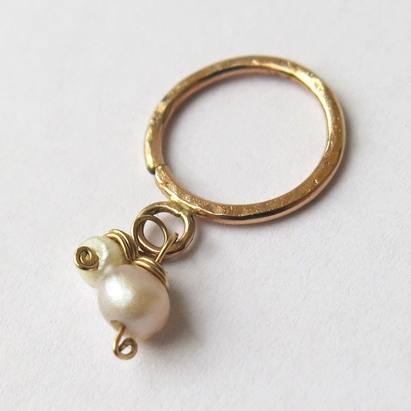 Dainty Pearl Ring - Genuine Pearls - Versatile piercing-Tragus, Cartilage, Belly Button Jewelry - 14k Gold, Gold-Filled, or Sterling Silver