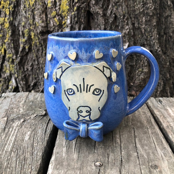 Blue Pit bull mug