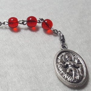 Christmas novena chaplet, red and green glass beads exclusive design