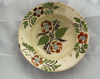 Clay Plate Folk Antique Peasant Plate Transylvania Pottery