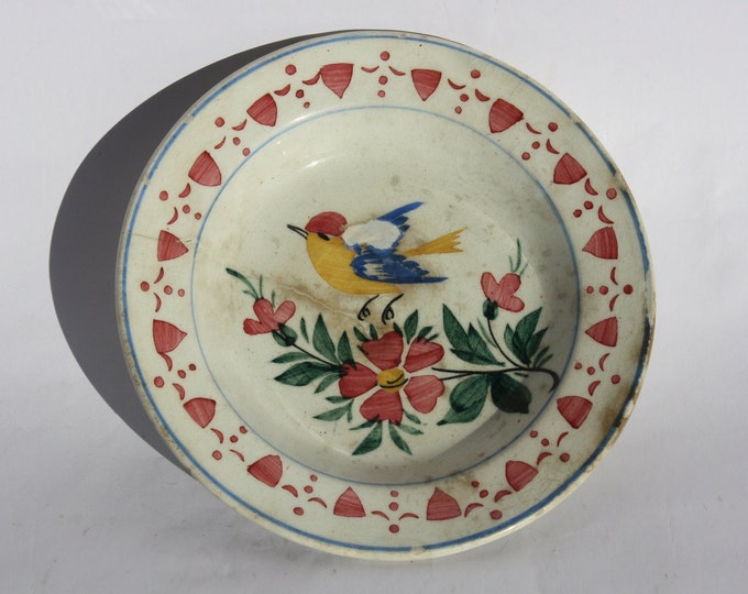 Antique Apatfalva Plate, Hungarian Pottery, Folk Plate, Antique Peasant Plate, Cockerel Plate