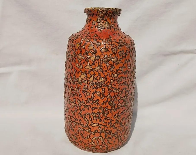 Art Deco Vase, Retro Vase, Orange Retro Vase, Vintage Vase, Vase from 1970's, Hungarian Retro Vase, Ceramics Vase, Pottery Hungarian