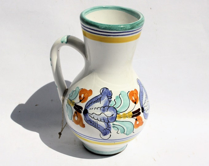Traditional Habaner Style Folk Pitchere, Handpainted Jug, Faience Jug, Folk Ewer