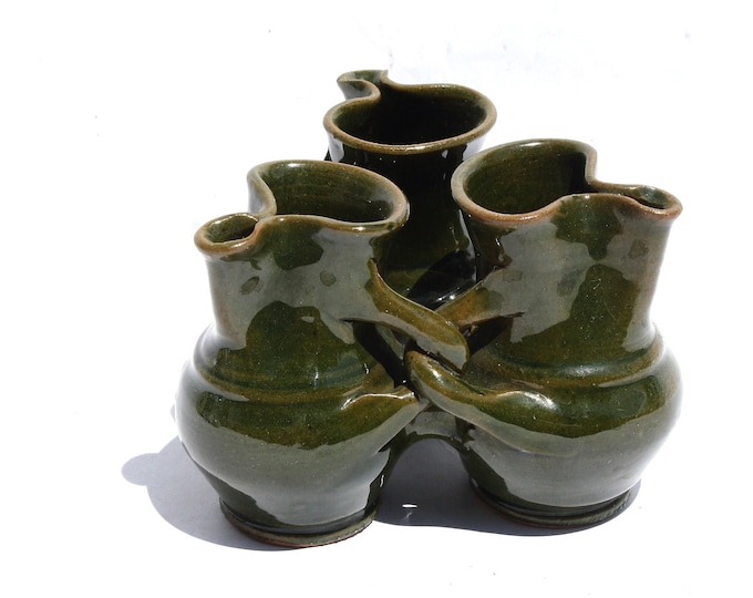 Rare Spice Rack, Ceramic Green Glazed Spice Holder, Antique Little Pitcher, Folk Ceramic, Salt Cellar, Salt Bowl, Vintage Salt Cellar