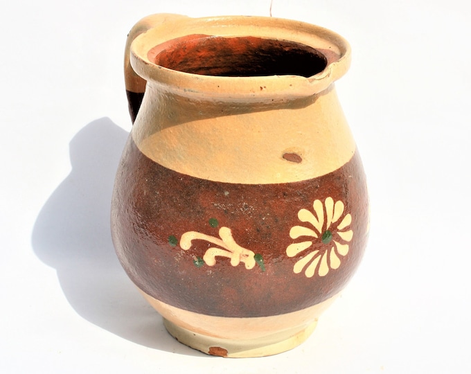 Folk Pitcher, Antique Ewer, Ceramic Pitcher, Ceramic Potter, Folk Jar