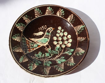 Antique Traditional Hungarian Bird Motif Ceramic Plate