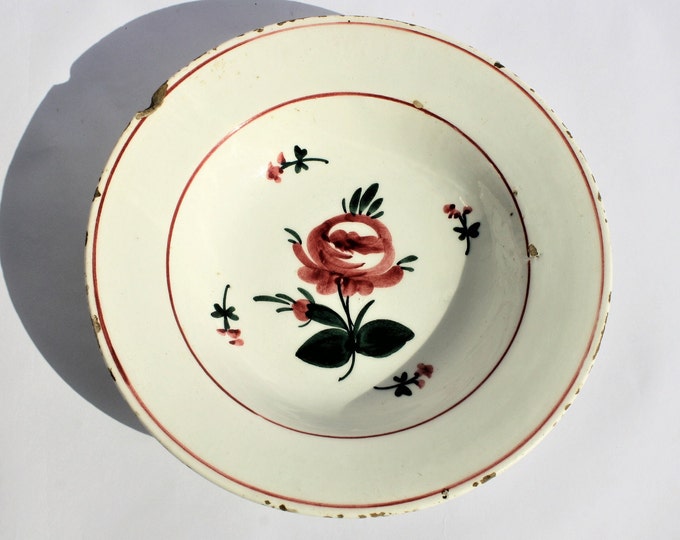 Hollohaza Plate, Hungarian Pottery, Folk, Antique Peasant Plate, Flower Plate