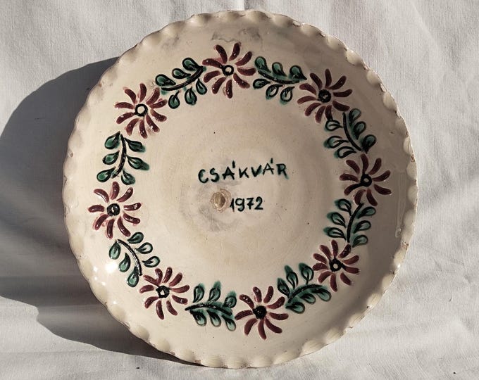 Antique Hungarian Clay Plate 20th century, Folk Traditional Plate