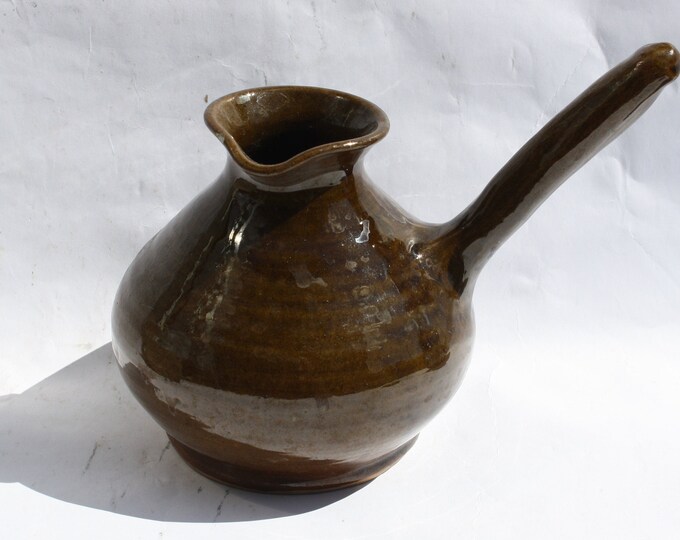 Antique Folk Traditional Ceramic Pitcher Coffee Maker, Traditional Little Stoneware Milk Jug