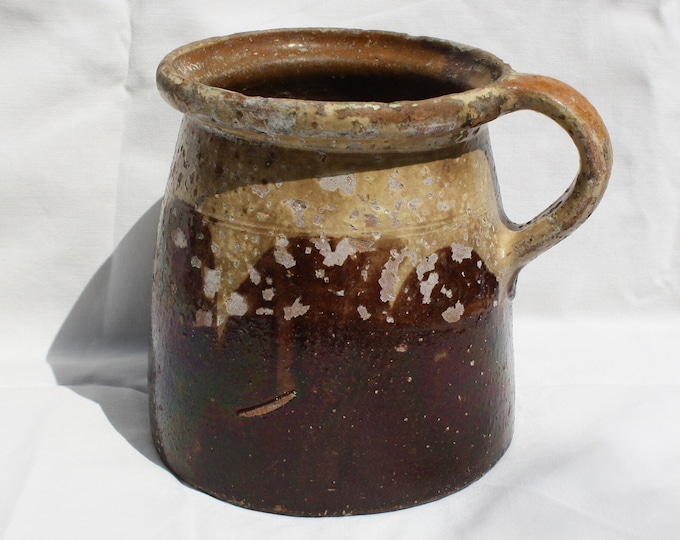 Traditional Folk Pitcher, Antique Brown Ewer, Ceramic Pitcher, Ceramic Pottery