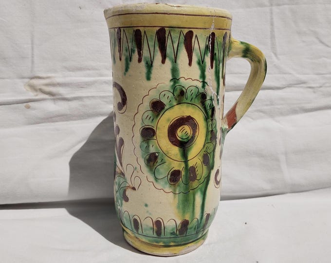 Hutsul Pitcher, Hucul Pitcher, Kuty Folk Vase, Folk Ceramic Pitcher, Clay Pitcher, Handpainted Vase