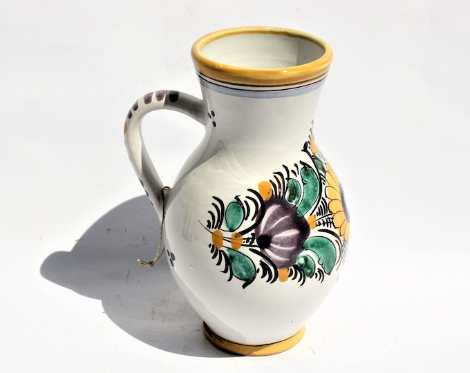 Traditional Habaner Style Folk Pitchere, Handpainted Jug, Faience Jug, Folk Ewer