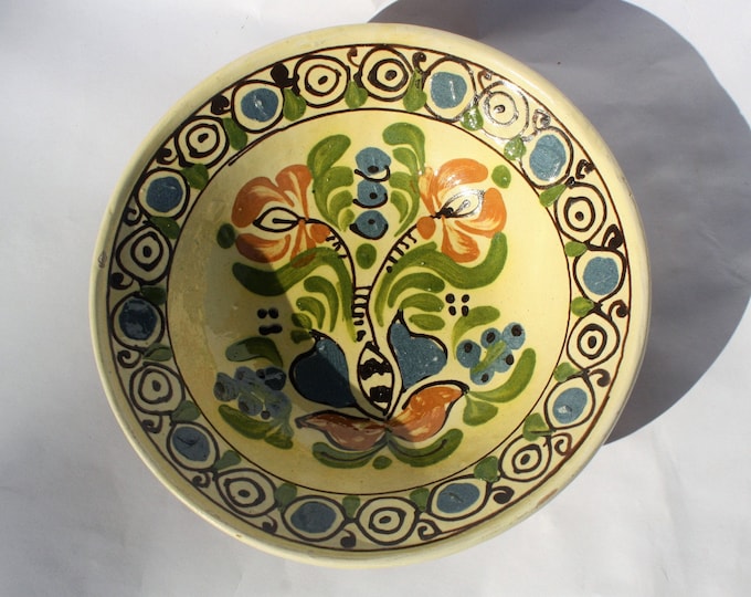 Traditional Plate, Terracotta Plate, Clay Plate, Transylvania Pottery, Folk, Antique Peasant Plate