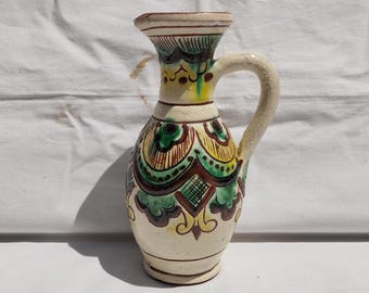 Jarra de arcilla pintada a mano, jarrón popular hutsul, diseño de los Cárpatos ucranianos