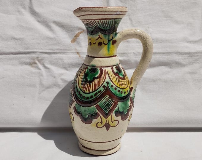 Hutsul Pitcher, Hucul Pitcher, Folk Vase, Folk Ceramic Pitcher, Clay Pitcher, Handpainted Vase
