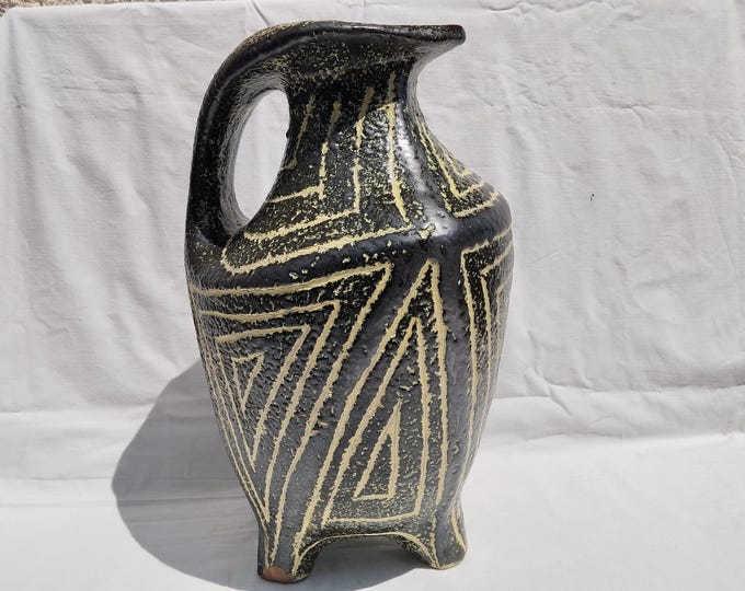 Huge Vintage Retro Hungarian Floor Vase Jug, Art Ceramic Brutalist Stoneware Art Deco Jug