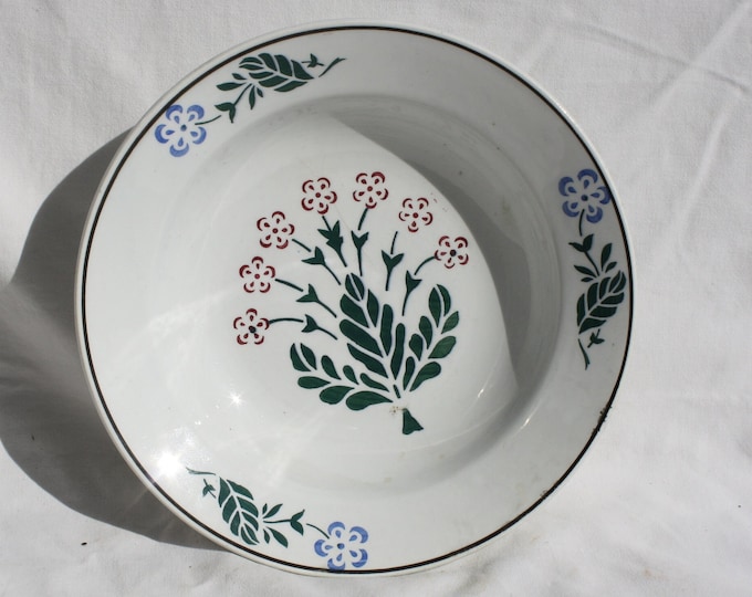 Hollohaza Plate, Hungarian Pottery, Folk, Antique Peasant Plate, Flower Plate