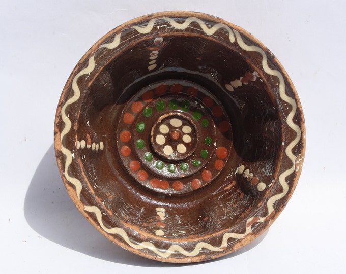 Stoneware Traditional Little Wall Plate, Folk Clay Plate