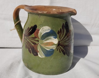 Folk Pitcher, Folk Bottle, Handpainted Jug, Faience Jug, Folk Ewer