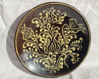 Vintage Retro Style White Glazed Art Ceramic Vintage Rorschach Pottery Plate (28,5cm)