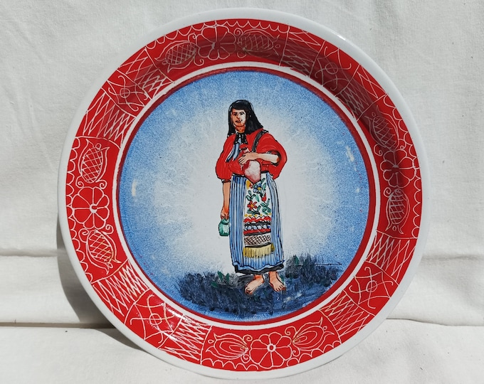 Folk Scene Hungarian Traditional Rural Style Peasant Wall Hanging Plate, Ethnographical Special Rare Fantastic Folk Motif