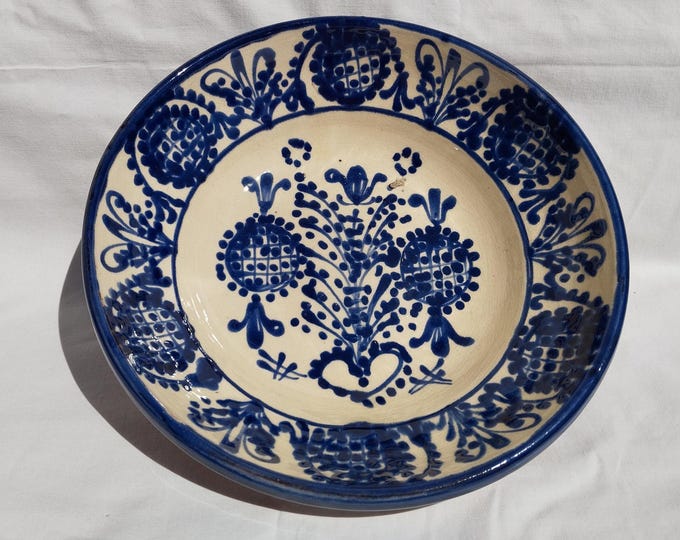 Vintage Blue Traditional Transylvania Korond Plate, Folk Designed Korond Plate