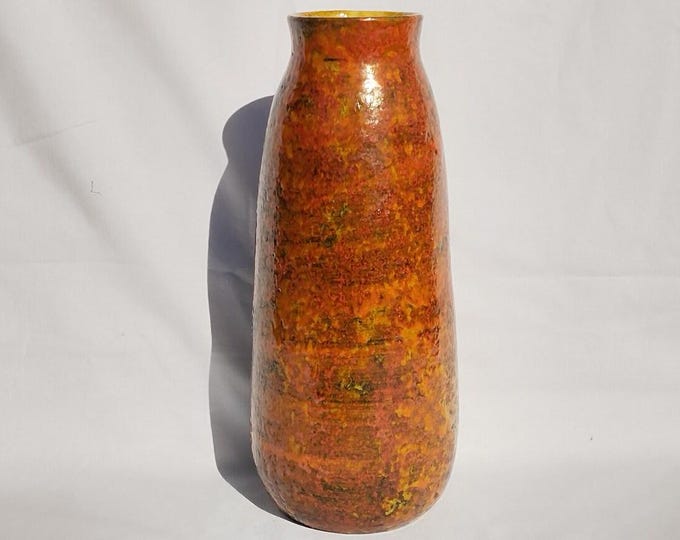 Retro Vintage Vase, Applied Art Vase, Folk Orange 70's Vase, Vintage Vase, Ceramic Vase, Handpainted Vase