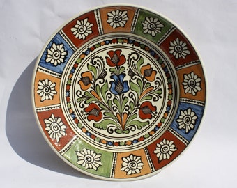 Clay Plate, Transylvania Pottery, Folk, Antique Peasant Plate