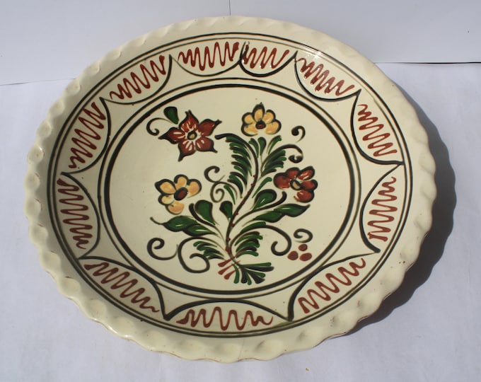Traditional Plate, Hungarian Pottery, Folk Dish, Antique Peasant Plate, Flower Plate