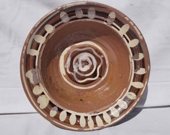Antique Traditional Folk Countrystyle Decoration Clay Plate, Transylvania Pottery, Folk Plate, Antique Peasant Plate