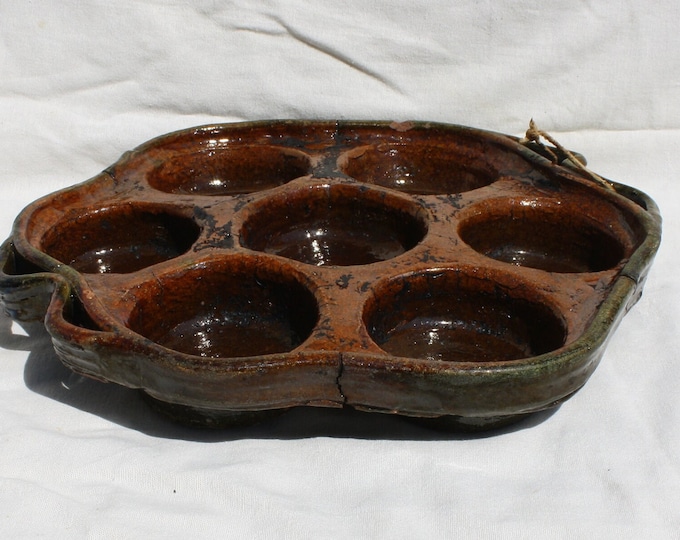 Antique Green Glazed Ceramic Baking Cooking Form, Puding Form, Antique Baking, Cooking Mold