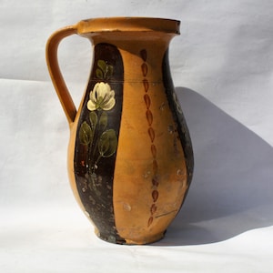 Antique Stoneware Water Jug, Ethnographic Ceramic Pottery Ewer