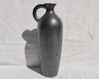 Antique Handpainted Black Folk Pottery Jug, 1960s Bottle