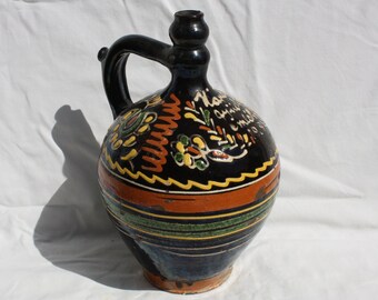 Antique Black Water Pitcher from 1929 from Hungary, Mariagyüd