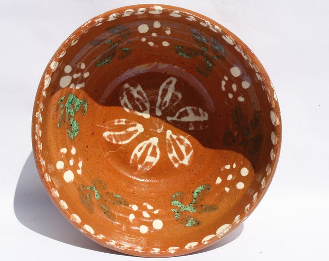 Antique Traditional Folk Countrystyle Decoration Clay Plate, Transylvania Pottery, Folk, Antique Peasant Plate