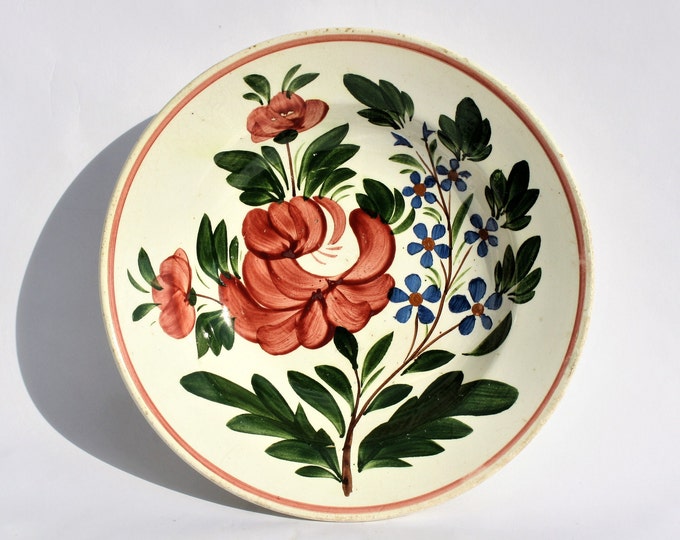 Traditional Hungarian Folk Pottery Plate, Vintage Peasant Flower Plate