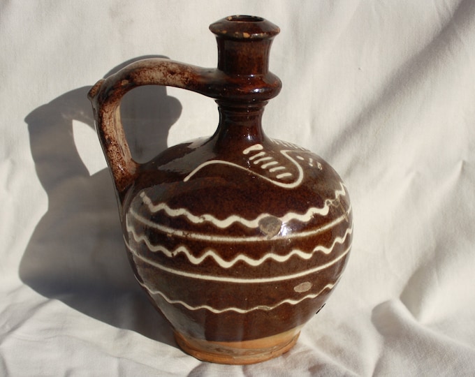 Traditional Water Pitcher, Brown Pitcher, Stoneware Jug, Folk Pitcher, Antique Ewer, Ceramic Pitcher, Ceramic Pottery