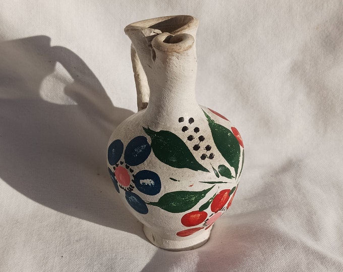 Folk Little Handpainted Jug, Folk Miniature Bottle, Handpainted Jug, Faience Jug, Folk Ewer